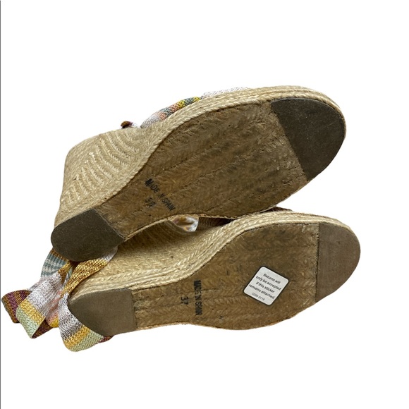 Missoni Multicolor Ankle Wrap Wedges Size 6.5 - Picture 5 of 6